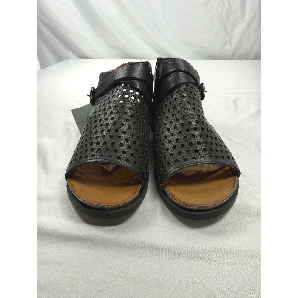 Spring Step L'Artiste Black Leather Perforated Comfort Sandals EU36(US5.5–6) NWT